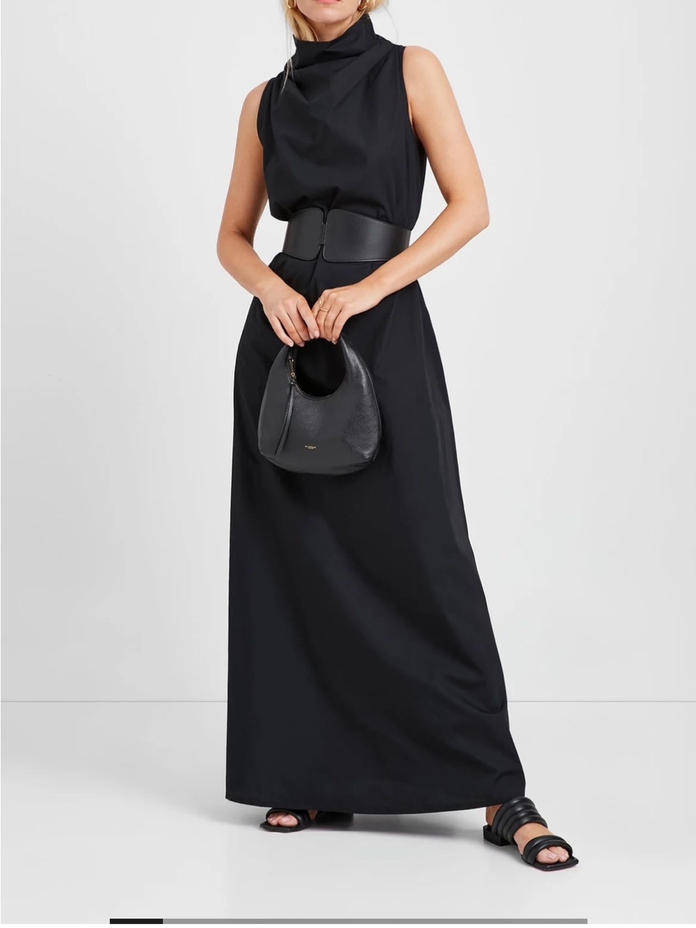 Marcella nyc cotton Maxi Dress in black sz Large - Picture 5 of 9